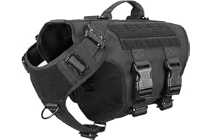 ICEFANG GN3 Tactical Dog Harness with 6X Buckle,Dog Molle Vest with Handle,3/4 Body Coverage,Hook and Loop Panel for ID Patch,No Pulling Front Clip (L (28"-35" Girth), Black)