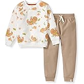 Burt's Bees Baby Boys Shirt and Pant Set, Long Sleeve Top & Bottom Outfit Bundle, 100% Organic Cotton