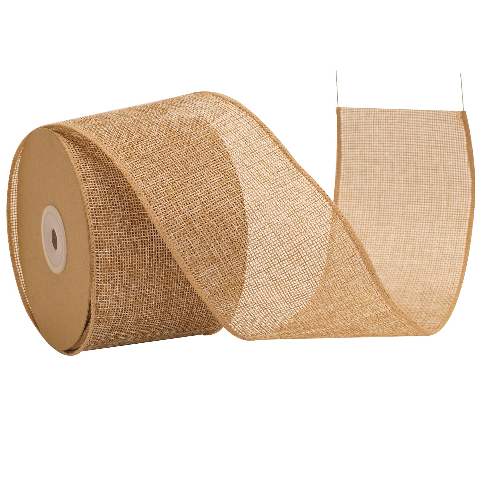 G2PLUS 8cm Brown Wired Burlap Ribbon: Hessian Ribbon for Bows Wreaths Making, Crafting, Gift Wrapping, Christmas Decoration