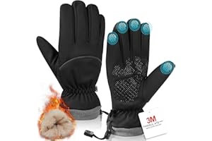 FASHINEX Winter Gloves for Men Women, Waterproof Windproof Anti-Slip 10 Fingers Touch Screen Gloves with Thermal Lining for Cold Weather Motorcycle Driving Cycling Skiing Snowboarding Walking