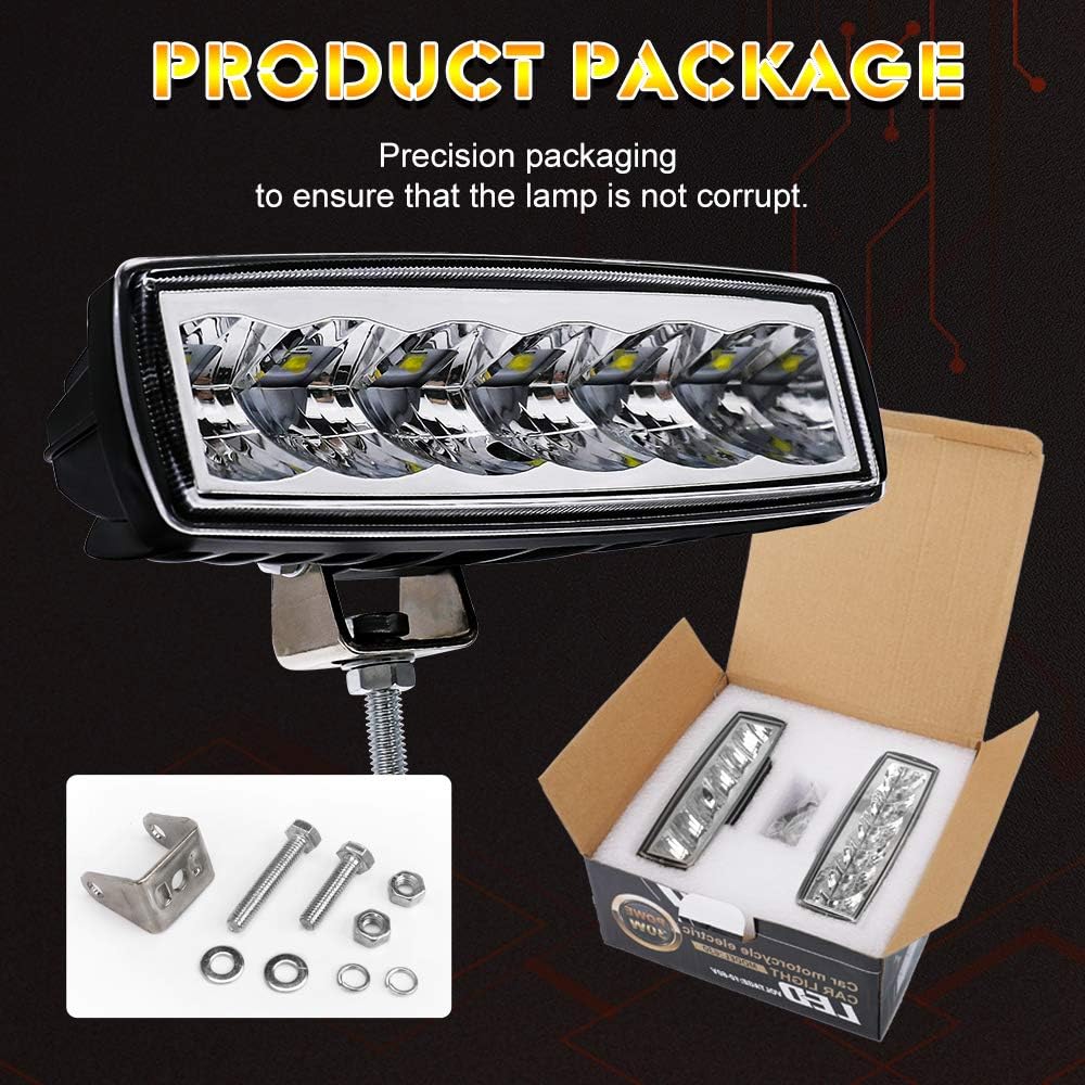 CO LIGHT Pair LED Fog Lights 6inch White Driving Work Light Bar Spot Special Light Cup High Power Off Road Lights for Truck Jeep Tractor 4x4 Boat ATV SUV UTV Car: Automotive