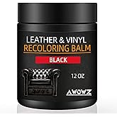 AWOWZ Leather Recoloring Balm - Scratch Repair & Color Restore Kit for Faded Leather, Leather Couch & Car Seats - 12OZ Leather Restorer Balm for Furniture, Auto Interior, Vinyl, Accessories (Black)