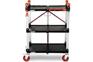 Crescent SITERUNNER, 3 Shelf Heavy Duty Folding Jobsite Cart - 300-lb Capacity, F3SCBL