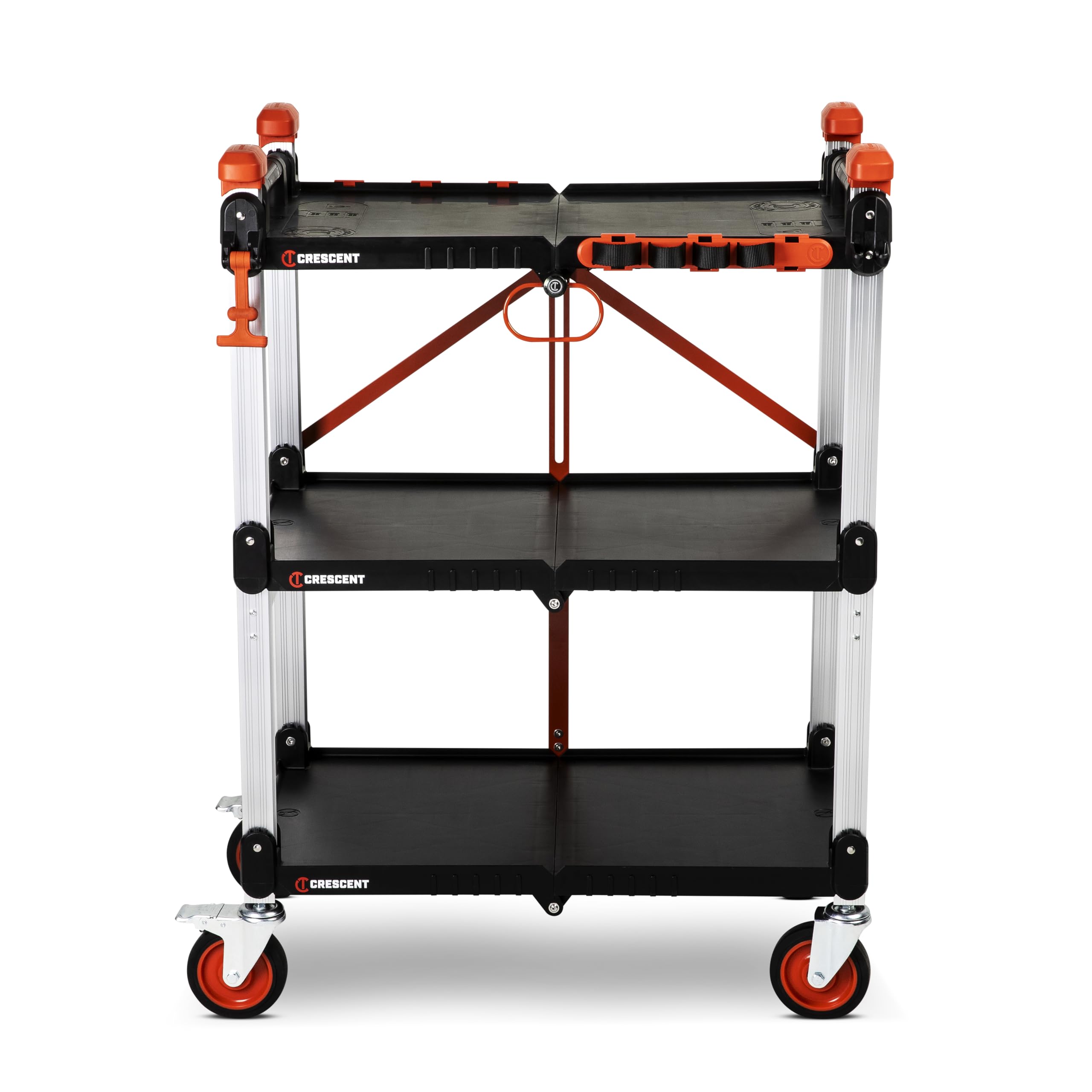 Photo 1 of * MISSING ONE WHEEL * Crescent SITERUNNER, 3 Shelf Heavy Duty Folding Jobsite Cart - 300-lb Capacity, F3SCBL