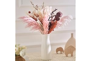 Mifgra Pampas Grass Bouquet , Dried Flower Bouquet,Pink Dried Flowers, Pink Pampas Grass Decor, Pink Flowers Boho Decor Bouquet for Pink Bathroom Decor Home Decor, Wedding Decoration