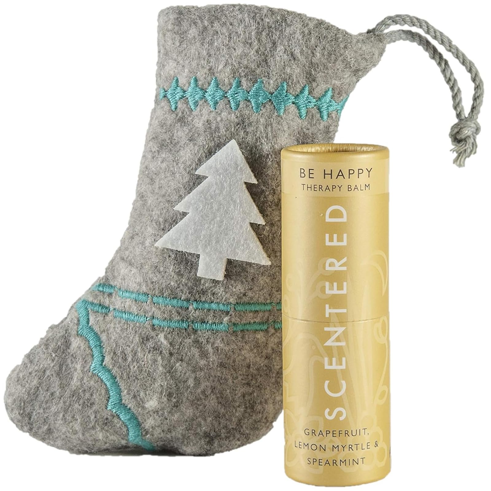 Scentered Happy Aromatherapy Essential Oils Balm Christmas Stocking Gift - for Feelings of Positivity & Gratitude - All-Natural Blend of Lemon, Grapefruit, Cedarwood