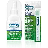 Benadryl Cooling Anti-Itch Spray 2 fl. Oz and Benadryl Extra Strength Itch Relief Stick 0.47 fl. oz, Both with Diphenhydramine 1 ea