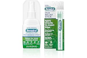 Benadryl Cooling Anti-Itch Spray 2 fl. Oz and Benadryl Extra Strength Itch Relief Stick 0.47 fl. oz, Both with Diphenhydramine 1 ea