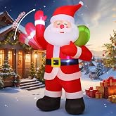 COMIN 9FT Christmas Inflatables Shakable Santa Gift Bag Yard LEDsDecor | Built-in LEDs and shakable waving santa gift bag design for Christmas lawn, garden, porch and party displays.
