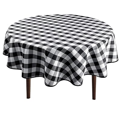 Buy Hiasan Checkered Round Tablecloth 70 Inch Waterproof Stain And Wrinkle Resistant Washable Fabric Table Cloth For Dining Room Party Outdoor Picnic Black And White Online In Indonesia B082f6dhcq