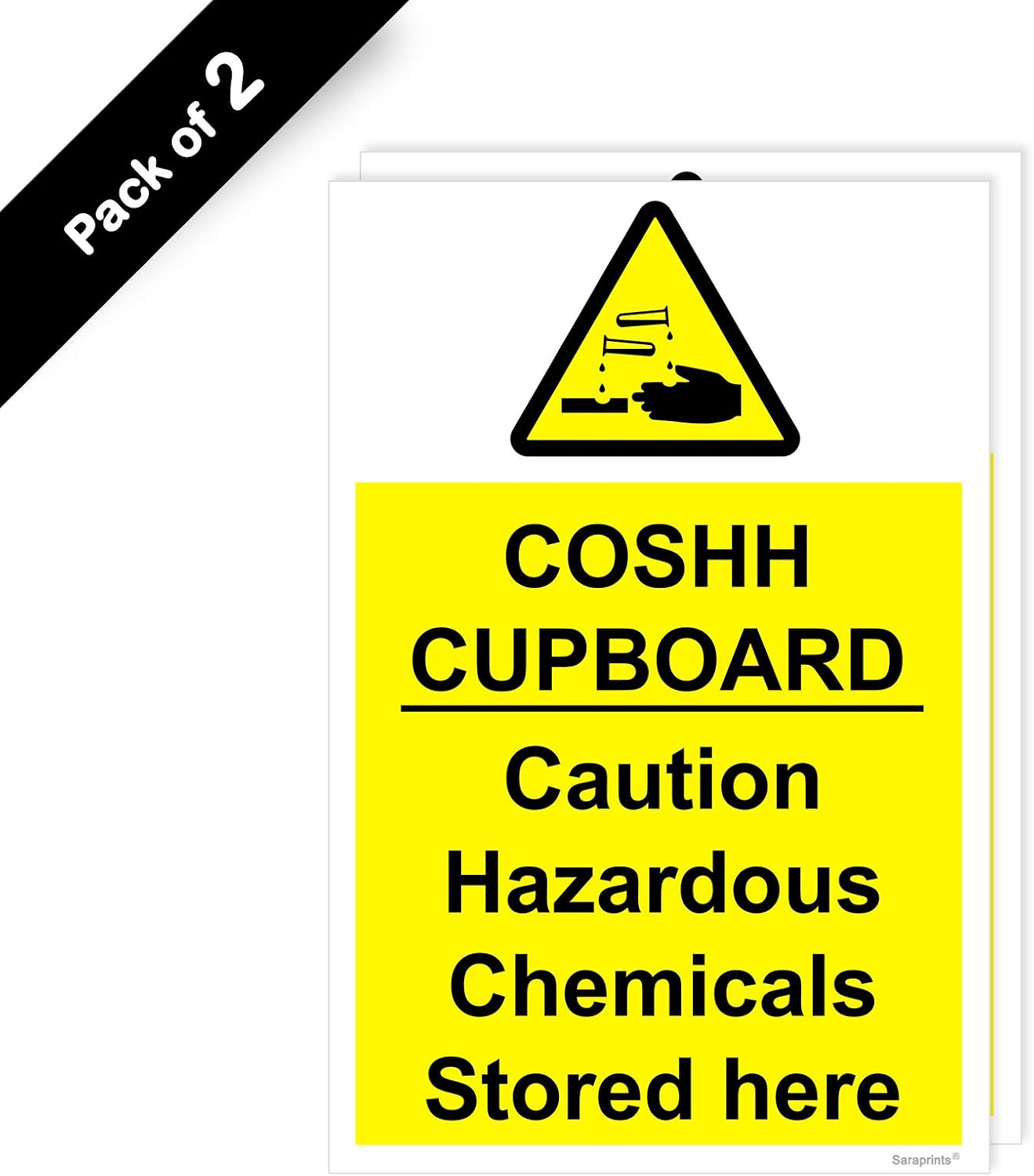 Pack of 2 COSHH Sticker Self Adhesive Waterproof COSH Sign 200mm x 300mm V1088, yellow, 200 x 300 mm - Image 3