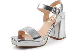 JOY IN LOVE Women's Chunky Platform High Heels Ankle Strap Block Heel Sandals