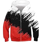 uideazone Boys Girls Zip Up Hoodies 3D Graphic Hooded Sweatshirts Hoody Coat with Pockets for Kids 6-14T