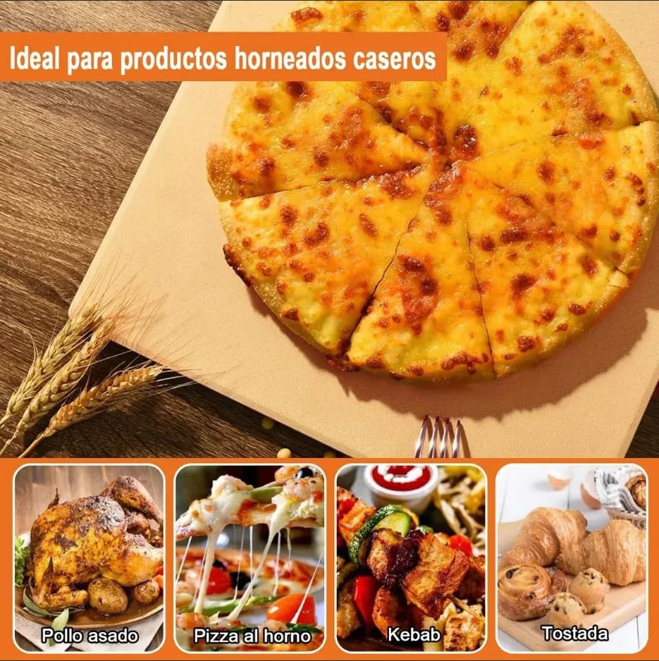 Piedra para Pizza,12x15 PulgadasPiedra Rectangular de Pizza Apto para Horno, Estufa y Barbacoa Resistente a los Cambios Bruscos de Temperatura Piedra para Hornear Bandeja para Pizza