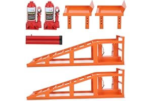 HARMOHABY Heavy Duty Hydraulic Car Ramps, 5T 11,000lbs Capacity (2 Pack), Adjustable Steel Lift Ramps 11.61"-16.21", Low Profile Ramps for Trucks, Trailers, SUVs, Garage & Auto Maintenance