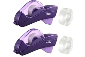 Saillong 2 Pack Automatic Tape Dispenser, All Inclusive Handheld Packaging Tape Dispenser Gun for Gift Wrapping, DIY Projects, Easy to Cut & Safe, Purple
