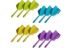 MageRabbit One Piece Dart Flights Sets,12Pcs with 4 Colors Standard Shaped Dart Flights for Soft and Steel Tip Darts, Darts Flights Kit,All in One Moulded Dart Flight & Stem