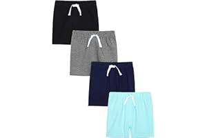 Resinta 4 Pack Baby Boys' Cotton Shorts Baby Casual Shorts Soft Toddler Baby Boys' Pull-On Shorts