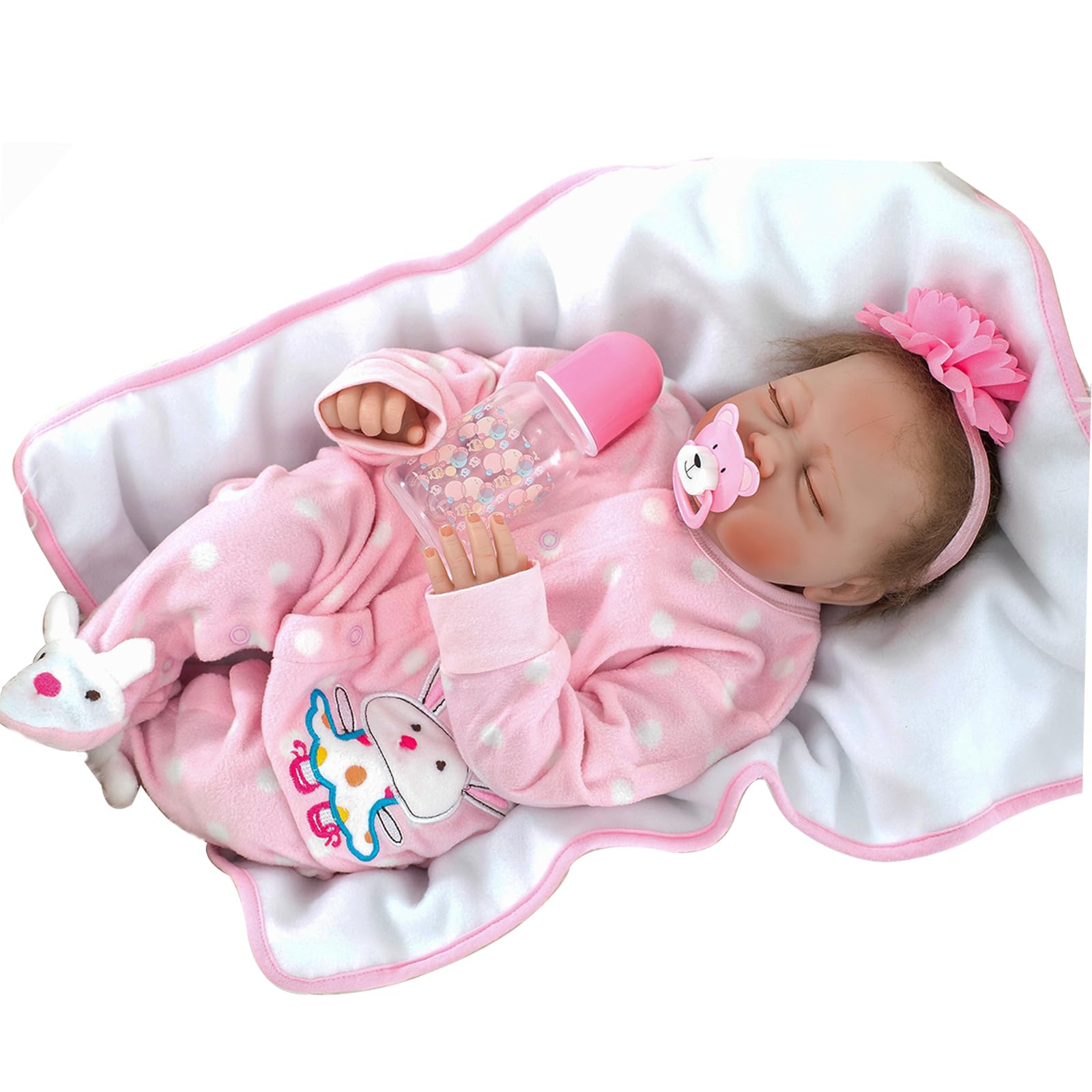 ZIYIUI 22 inches 55 cm Reborn Dolls Vinyl Soft Silicone Real Life Handmade Toddler Newborn Reborn Babies Toys (Sleeping Girl)