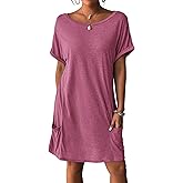 AI'MAGE Swimsuit Coverup for Women 2025 Bathing Suit Cover Up Short Sleeve Swimwear Bikini Beach T-Shirt with Pockets