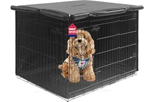HiCaptain 36 inches Dog Crate Cover with Card Pocket, Heavy Duty Polyester Windproof Pet Kennel Cover Universal Fit for 1 or 