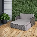EVRE Love Bed Rattan Garden Furniture Set Grey with Cushions view 2
