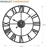 Crystals Outdoor Garden Wall Clock 60CM Black Roman Numerals Silent view 7