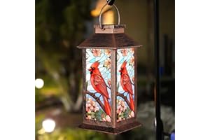 DOOGARDEN Solar Lantern Outdoor Waterproof Cardinal Garden Decor Birthday Gifts for Women Mom and Grandma Solar LED Plastic Decorative Hanging Light for Yard(Cardinal)