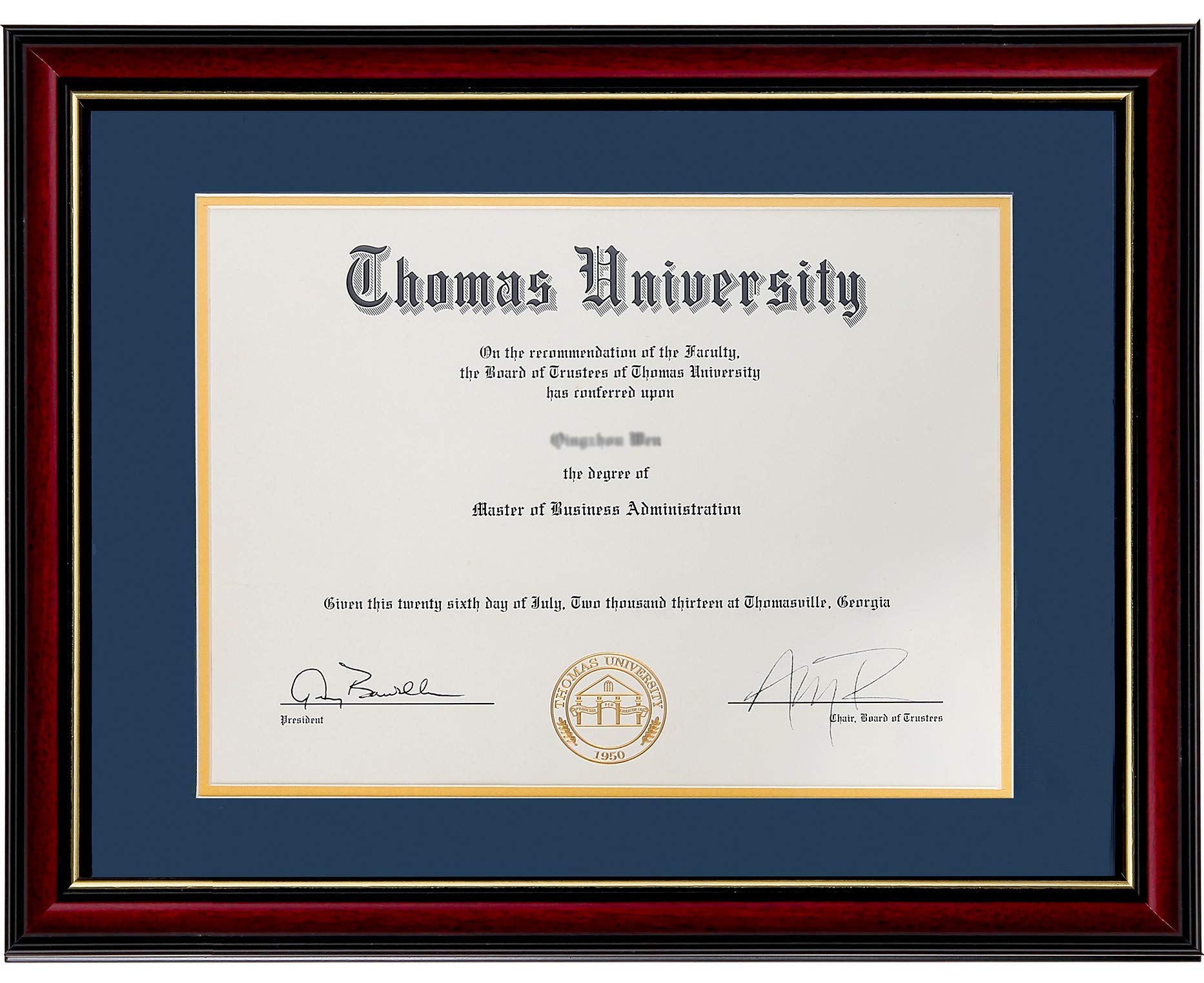 Buy ship Diploma Frame Real Wood & Glass Golden Rim Sized 8.5x11 Inch