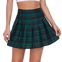 Green Plaid Pleated Skirt for Girl Womens Tennis
