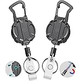 Autonomier 2Pack Heavy Duty Retractable Keychain, Unbreakable Embedded Body with 30.5" Dyneema Cord, Tactical ID Badge Holder Reel Carabiner Clip with Secure Magnetic Closure for Men, Holds 25oz