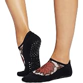 TAVI Maddie Pilates Socks with Grips for Women, Flame, Small | Soft Organic Cotton Knit, Breathable Mesh Top, Patented Non-Slip Grip Sole, Arch Band Support, Wear for Yoga, Barre, Dance