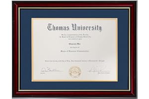 FLAGSHIP FRAMES Flagship Diploma Frame Real Wood & Glass Golden Rim Sized 8.5x11 Inch with Mat and 11x14 Inch Without Mat for Documents Certificates (Double Mat, Navy Blue Mat with Golden Rim) (Navy Blue2, 1)