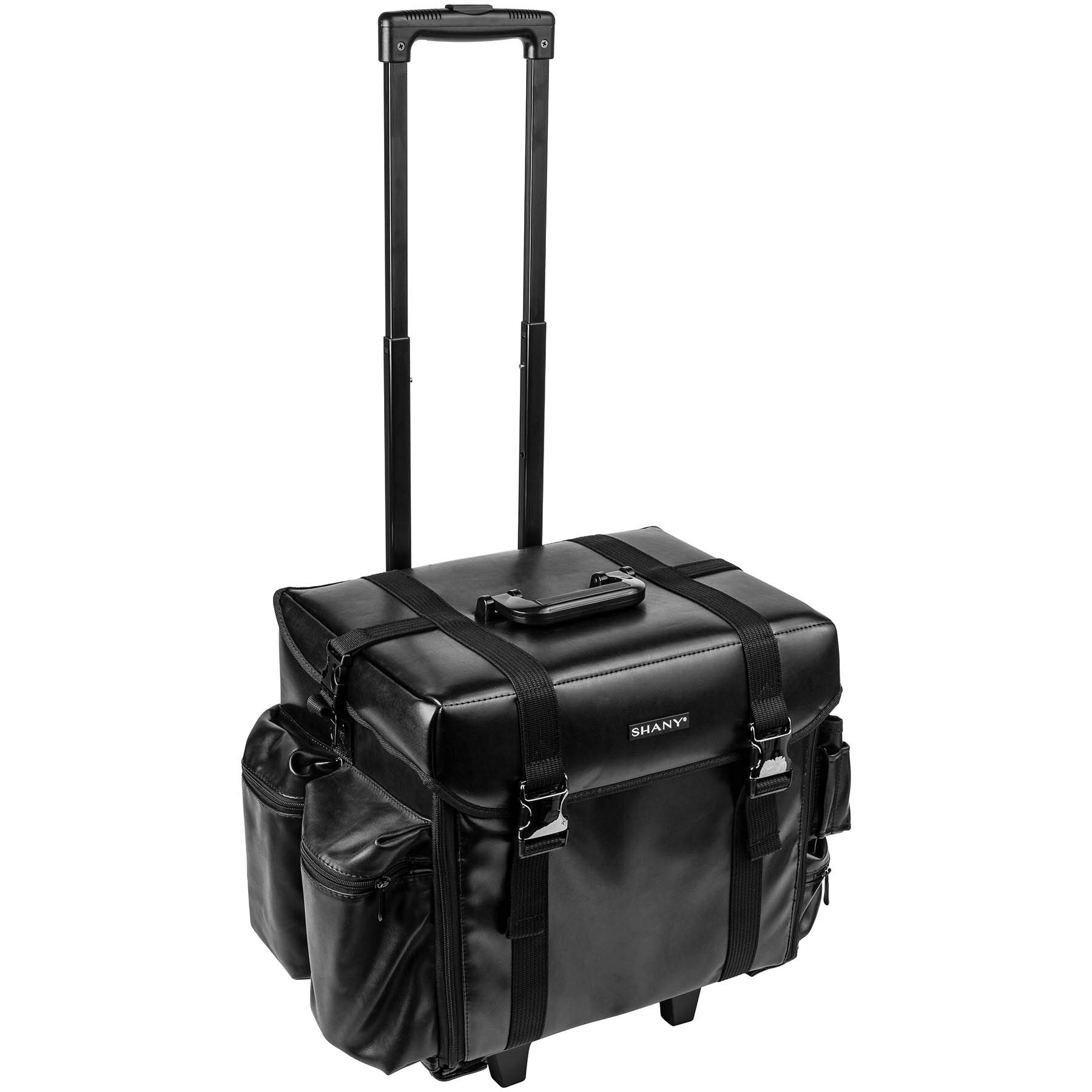 SHANY Makeup Artist Soft Rolling Trolley Cosmetic Case with Free Set of Mesh Bag Makeup Organizer - Travel Rolling Makeup Bag - Head Turner
