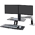 Ergotron – WorkFit-A Dual Monitor Standing Desk Converter, Sit Stand Workstation for Tabletops – Suspended Keyboard Tray