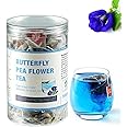 50 Dried Blue Butterfly Pea Flower Tea Bags | Thai Herbal Tea | Blue Purple Pea Tea | Caffeine-Free, Gluten-Free, Non-GMO | Ideal for Cooking, Iced Tea, Coolers, Cocktails and Mocktails