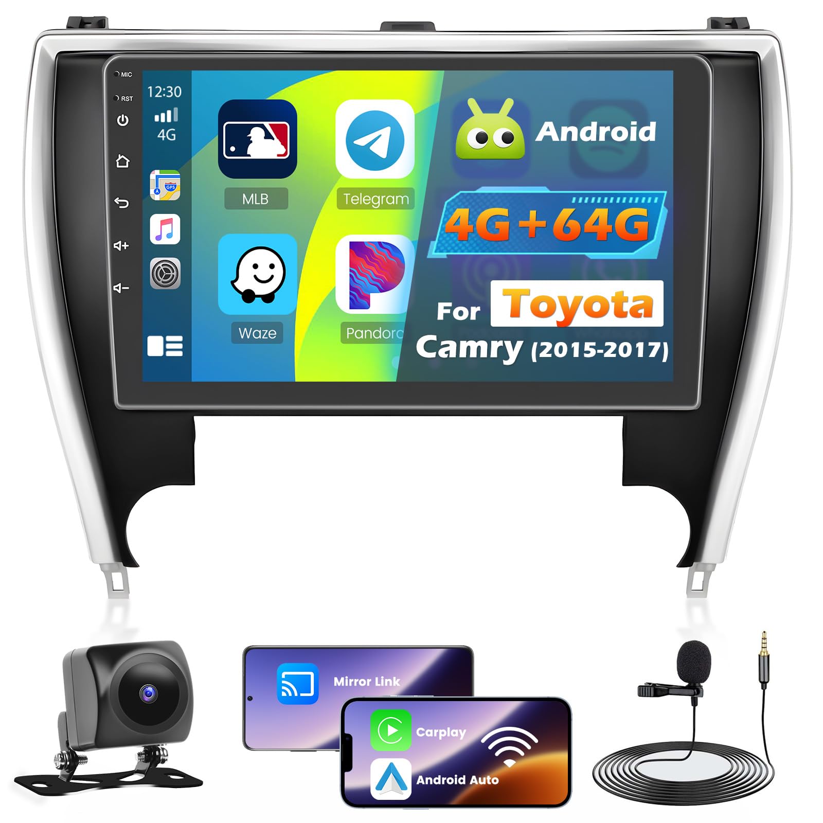 Photo 1 of Roinvou 4+64G Car Radio for Toyota Camry 2015 2016 2017, 10.1" Touch Screen Carplay Android Auto with 32EQ 1280 * 720 Resolution Bluetooth5.0 Backup Camera