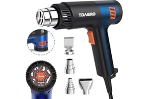TDAGRO Heat Gun for crafting 1800W, 122℉~1202℉ Variable Temperature Control with 2-Temp Settings 4 Nozzles, 1.5s Fast Heating Blue Heat Gun for Resin, Shrink PVC Tubing/Wrapping/Crafts and Vinyl Wrap