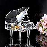 ELLDOO Piano Music Box, Mechanical Clockwork Decorative Piano Musical Box,Transparent Acrylic Piano Ornament Romantic Gift for Girl Women (Tune: You are My Sunshine)