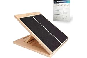 GENERIC Adjustable 16.5"×12" Wooden Slant Board – 5-Angle Foldable Calf Stretcher & Squat Wedge for Home-Gym, Portable Incline Board, 350 lb Rated