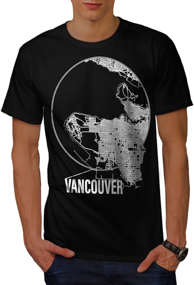 Wellcoda Canada Big Vancouver Mens TShirt, City Graphic Design Printed