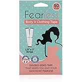 Fearless Tape - Double Sided for Clothing Body & Dresses (50 Strips) | Clear Fabric Tape for Clothes Skin | Adhesive Body Tape All Day Hold