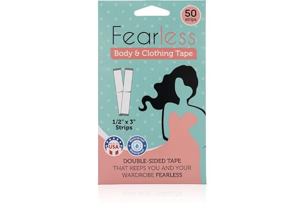 Fearless Fearless Tape Double Sided Clothing & Body Tape, 50 Strips | 50 Clear Strips - Ready for Weddings, Pr