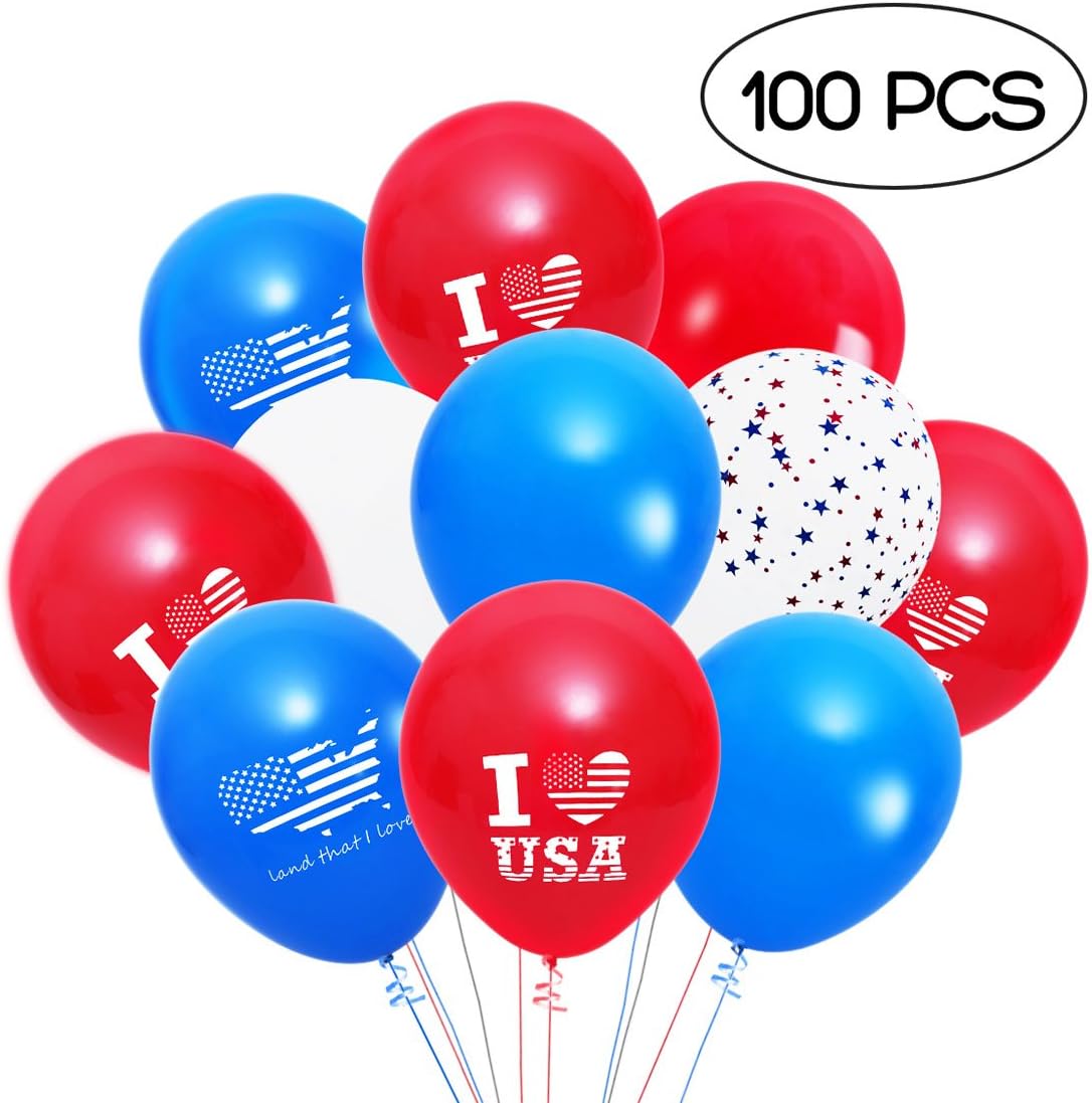 Amazon Com 4th Of July Balloons Patriotic Decorations Red Blue
