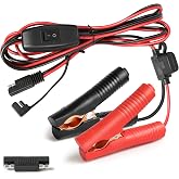 SAE Battery Alligator Clips Wire Harness with On/Off Switch 7.9ft/2.4m 16AWG, 12V Alligator Clips with Wires for Sprayer Parts, Sprayer Pump, Battery Charger, Solar Power Charging Extension Cable