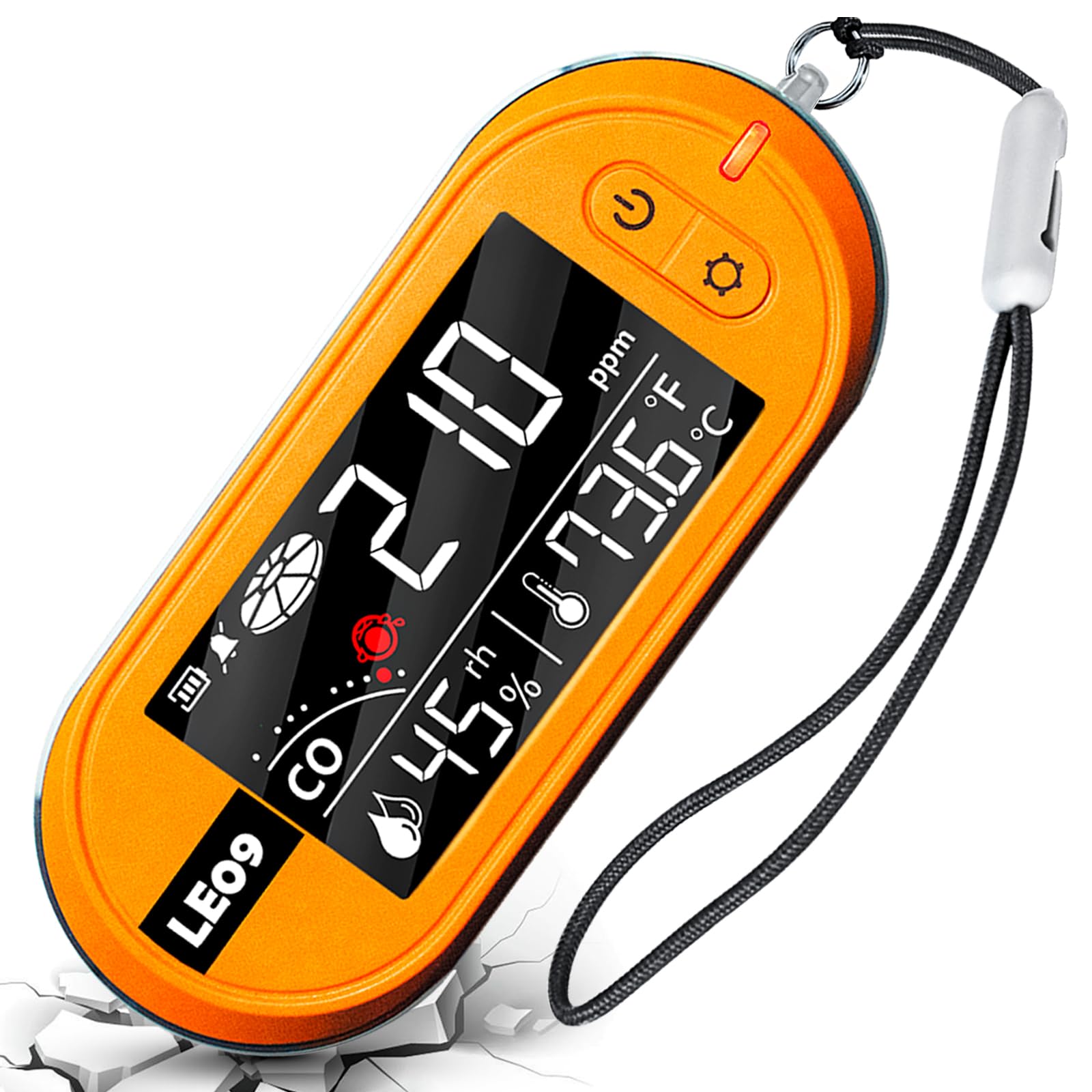 LSENLTY Portable Carbon Monoxide Detectors Support, 3-in-1 CO Detector (Temp, Humidity, and CO), Alarm Function, Lanyard Design for Camping Travel Car RV Vehicle Aircraft Alarm 10 Year Life