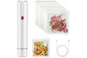 Handheld Vacuum Sealer with 30 Reusable Vacuum Sealer Bags, Portable Compact Vacuum Sealer for Food Preservation & Fresh (Whi