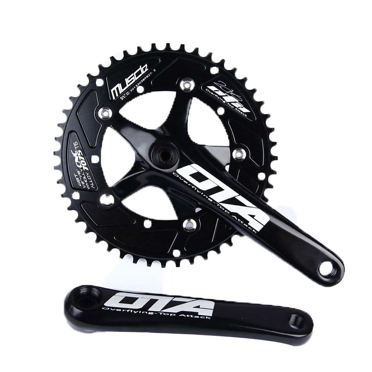 Photo 1 of SENQI Bicycle Chain Wheel Fixed Gear 48T Aluminum Alloy CNC Cycling Racing Bike Accessories with Crank(Black)