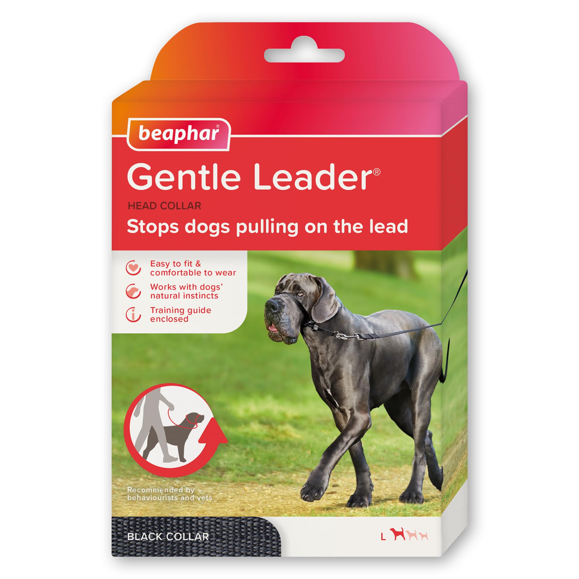 Beaphar - Gentle Leader Head Collar for Large Dogs - Training Aid - Stops Pulling On The Lead – Immediate Effect - Adjustable Comfortable Fit – Anti-Pull Collar - Behaviourist Endorsed – BLACK x 1