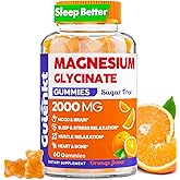 Magnesium Glycinate Gummies 2000 mg, Sugar Free Magnesium Gummies, 1500mg Magnesium Glycinate & 500mg Magnesium L-Threonate,